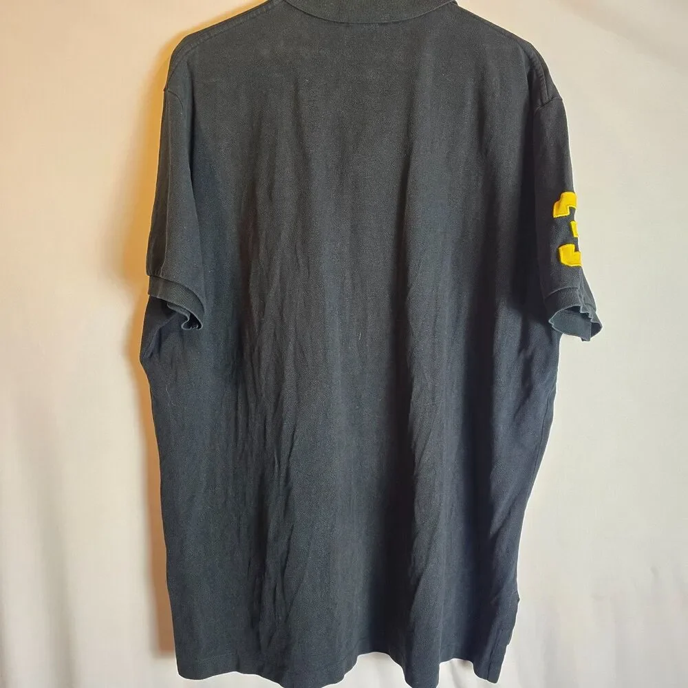 Polo Ralph Lauren Big Pony #3 Black Short Sleeve Rugby Shirt Custom Fit Large XL - Picture 13 of 16